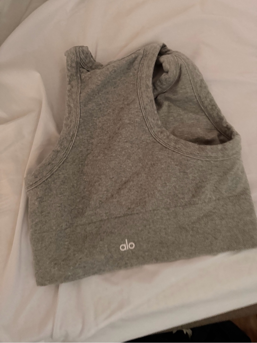 ALO Yoga Gray Ribbed Crop Sports Bra